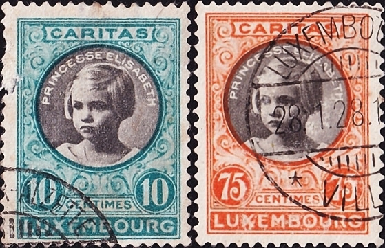 Люксембург 1927 год . Принцесса Елизавета (1922-2011) . Каталог 3,85 £.