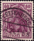 Германия , рейх . 1911 год . Германия с императорской короной 60pf . Каталог 18,0 €. (1)