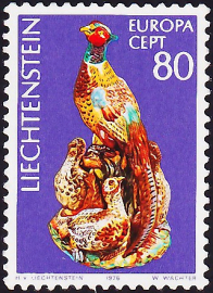 Лихтенштейн 1976 год . «Семейство фазанов», принц Ганс фон Лихтенштейн . Каталог 1,40 €.