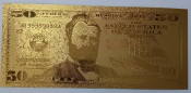 Сувенирная банкнота Золотая купюра 50$ долларов США