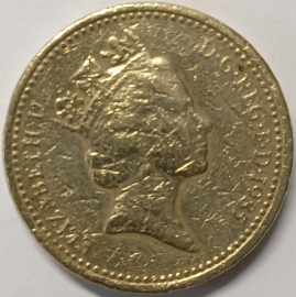 1 фунт Великобритании 1985 год - Лук Порей, Елизавета II; _204_