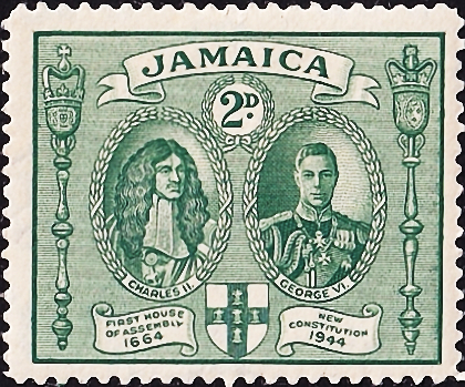Ямайка 1945 год . King Charles and George VI . Каталог 17,0 £.