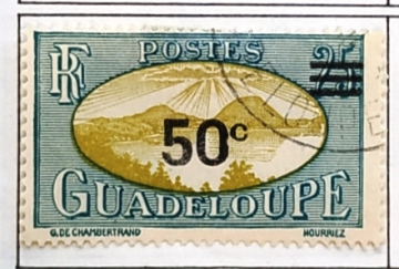 Гваделупа 1944 Saints Roadstead надпечатка  Sc# 165 Used