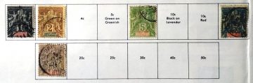 Гваделупа 1892-1901 Навигация и Коммерция  Sc# 27, 28, 31, 34, 35 Used