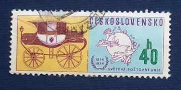 Чехословакия 1974 почтовая карета UPU  Sc# 1963 Used