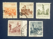 Югославия  1971-82  Города Sc# 1063, 1064, 1070, 1073А, 1598 Used