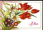 Открытка СССР 1991 г. 1 мая, цветы, Тюльпаны, букет худ. Похитонова ДМПК люкс чистая К001