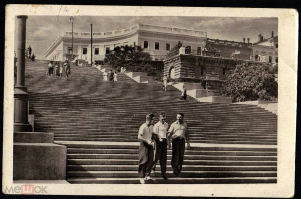Открытка СССР 1955 г. Одесса. Лестница потемкинского востания подписана