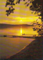 Открытка СССР 1985 г. Пейзаж. Озеро, закат, мост, причал фото. В, Мельникова чистая - вид 2