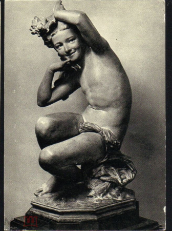 Открытка СССР 1960 г. Скульптура Жан Карпо. Девочка-рыбачка чистая