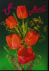 Открытка Россия 1994 г. Цветы, тюльпаны. 8 Марта. фот. Дергилева ДМПК чистая К002