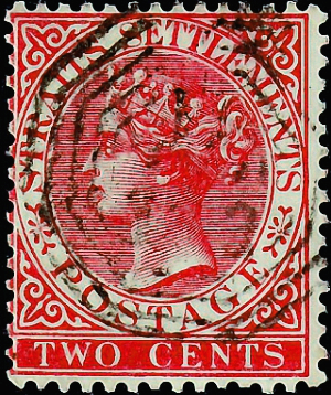 Стрейтс - Сетлментс (колония Великобритании в Юго-Восточной Азии) 1883 год . Queen Victoria . Каталог 5,50 €.