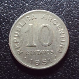 Аргентина 10 сентаво 1951 год.