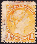 Канада 1870 год . Queen Victoria . 1 c . Каталог 7,0 £. (7)