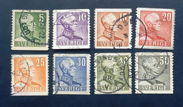 Швеция 1940-42 король Густав V Sc# 301-305, 307, 309 Used
