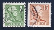 Швеция 1941-45 король Густав V Sc# 299b, 300Df Used