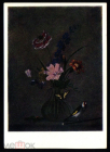 Открытка СССР 1962 картина Букет цветов, бабочка и птичка худ. Ф.П.Толстой. 2 живопись чистая К004-1