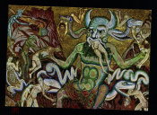 Открытка ГДР 1968 г. Картина Ад, демоны худ. Коппо ди Марковальдо живопись, чистая К004-5