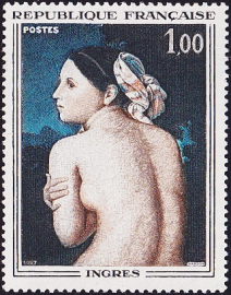 Франция 1967 год . Живопись . Доминик Энгр (1780-1867)  "Купальщица" . (8)