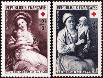 Франция 1953 год . Красный крест , полная серия . Каталог 28,0 £ 