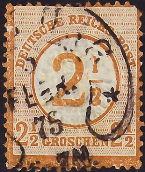 Германия , рейх . 1874 год . Numbers in a circle . Каталог 65,0 £ (1)