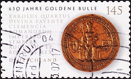 Германия 2006 год . Золотая печать короля Карла IV на "Золотой булле" . Каталог 4,70 £ (006)