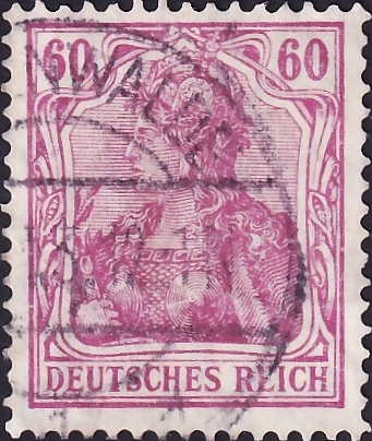 Германия , рейх . 1911 год . Германия с императорской короной 60pf . Каталог 18,0 €. (2)
