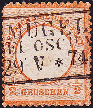 Германия , рейх . 1872 год . Орел, большой щит 0,5 gr . Каталог 14,0 £ (2)