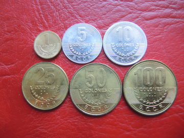 набор 6 монет Коста-Рика монеты 1 5 10 25 50 100 колон латинская Америка экзотика монеты