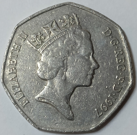 Великобритания 50 пенсов 1997 год, Состояние XF, Оригинал; _171_2
