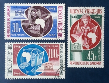 Дагомея 1966 ЮНЕСКО 20 лет Sc# С43-С45 Used