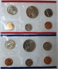 США, Годовой набор 1988 год, монет 12 шт.,в конверте, Дворы: D- Денвер, Р- Филадельфия, СЕРТИФИКАТ