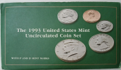 США, Годовой набор 1993 год, монет 12 шт.,в конверте, Дворы: D- Денвер, Р- Филадельфия, СЕРТИФИКАТ