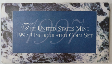 США, Годовой набор 1997 год, монет 12 шт.,в конверте, Дворы: D- Денвер, Р- Филадельфия, СЕРТИФИКАТ