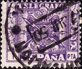  Испания 1949 год . Герб, пронзенный молниями .
