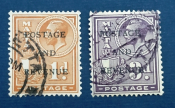 Мальта 1928 Георг V надпечатка Postage & Revenue Sc# 151, 156 Used