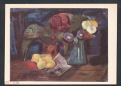 Открытка Литва 1960-е г. Картина Натюрморт с яблоками и цветами худ. А. САМУОЛИС чистая К006-1