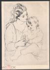 Открытка СССР 1956 г. Картина Мать с ребенком худ. Пабло Пикассо живопись, чистая К006-3