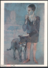 Открытка СССР 1960-е г. Картина Мальчик с собакой худ. Пабло Пикассо живопись, чистая К006-4