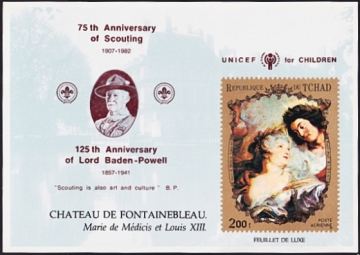 Чад 1972 год . Мария Медичи и Людовик XIII кисти П.П. Рубенса . Каталог 3,0 €.