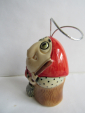 Елочная  игрушка Баба-Яга с домиком  авторская керамика новая  - вид 1