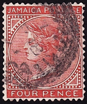 Ямайка 1883 год . Queen Victoria 4p . Каталог 30,0 €.