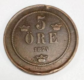 Швеция 5 эре 1874 КМ# 736