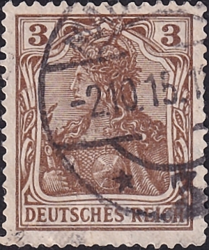 Германия , рейх . 1902 год . Германия с императорской короной 3 pf. Каталог 1,50 £