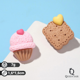 Серьги пластик "Вкусности" печенька с мороженым, цвет бежево-розовый.