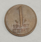 Нидерланды 1 цент 1967 КМ#180 королева Юлиана - вид 1