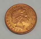 1 пенни (penny) 2009 года Великобритания  КМ# 1107