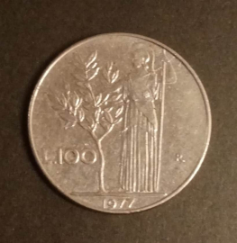 100 лир (lire) 1977 года Италия