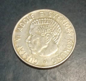 1 крона (krona) 1966 Швеция KM # 826 серебро