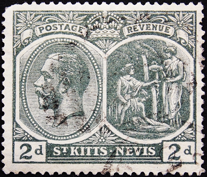 Сент-Китс и Невис 1920 год . Георг V и целебный источник . Каталог 4,50 €